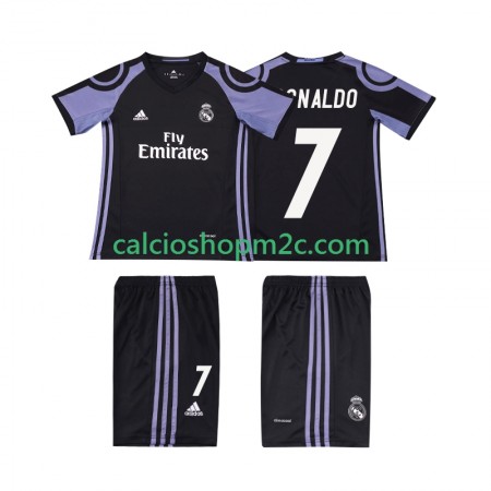 Real Madrid Cristiano Ronaldo 7 2016 2017 Retro Bambino Maglia Terza Manica Corta